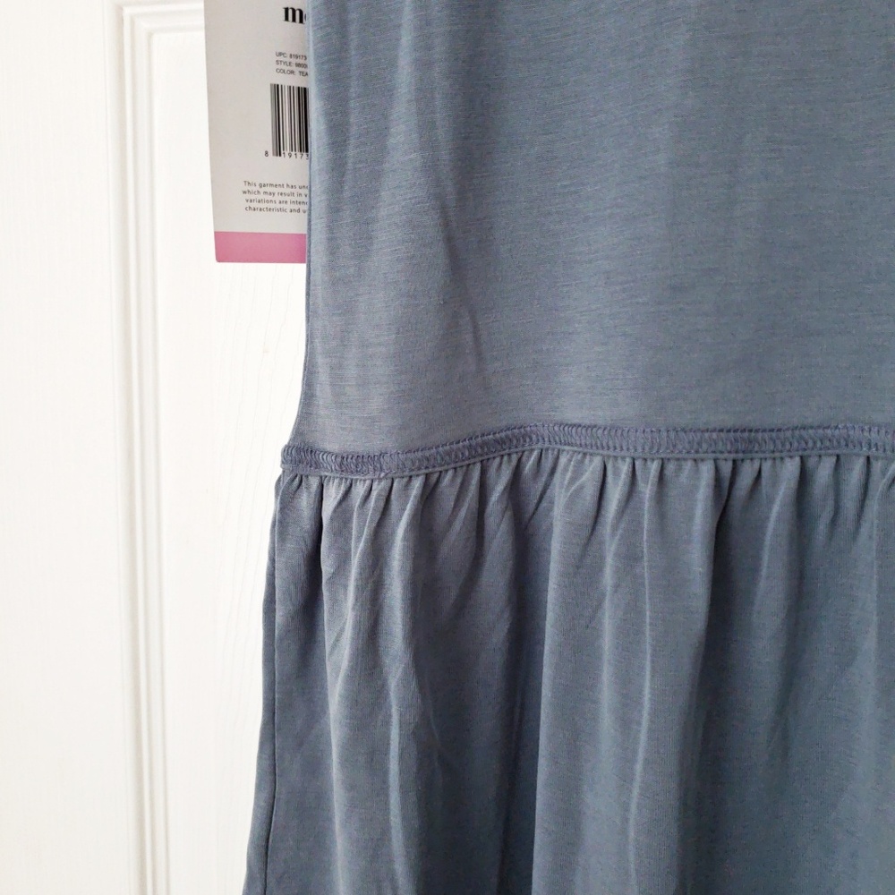 NWT, mote, Blue T Shirt Top, S, Modern Silhouette, Peplum, Lace up Back with Tie - Picture 4 of 6